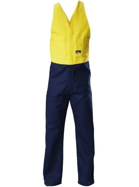 Hard Yakka - Foundations Hi-Visibility Two Tone Cotton Drill Action Back Overall - Orange/Navy - 117R