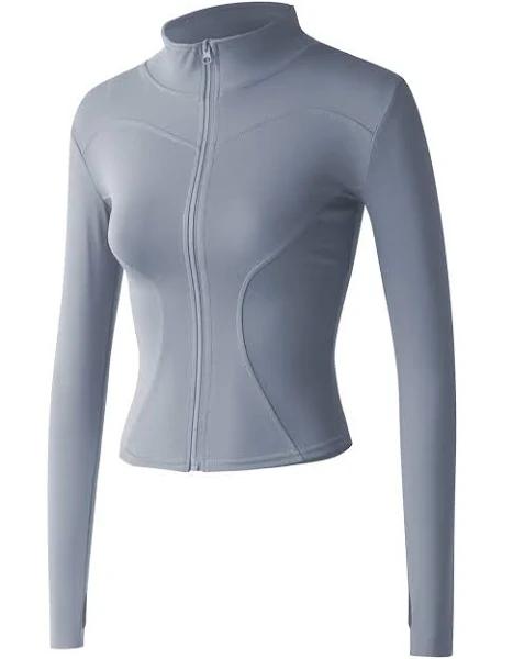 Locachy Women's Lightweight Stretchy Workout Full Zip Running Track Jacket With Thumb Holes