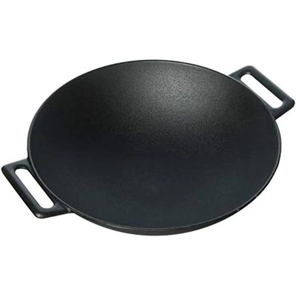 Jim Beam 30cm Pre Seasoned Heavy Duty Construction Cast Iron Grilling Wok | Cookware