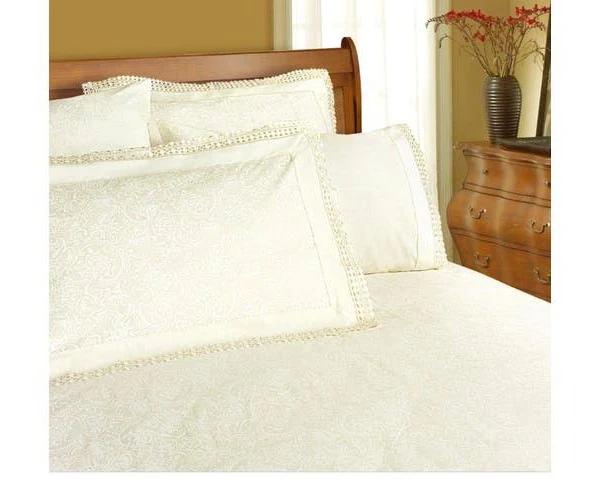 Shangri La Microfibre Machine Lace Sheet Set Cream King