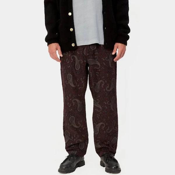 Carhartt WIP Flint Paisley Regular Tapered Corduroy Pants in Burgundy