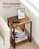 VASAGLE Side Table Vintage Brown with Storage Shelf