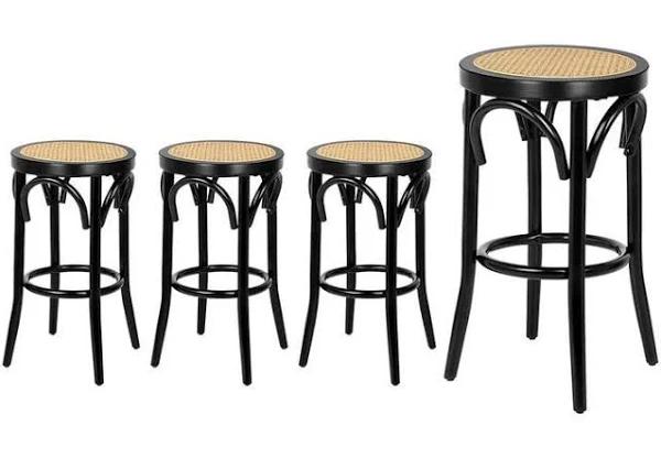 ALFORDSON 4x Bar Stools Kitchen Vintage Chair Rattan Mesh Seat Renata Black