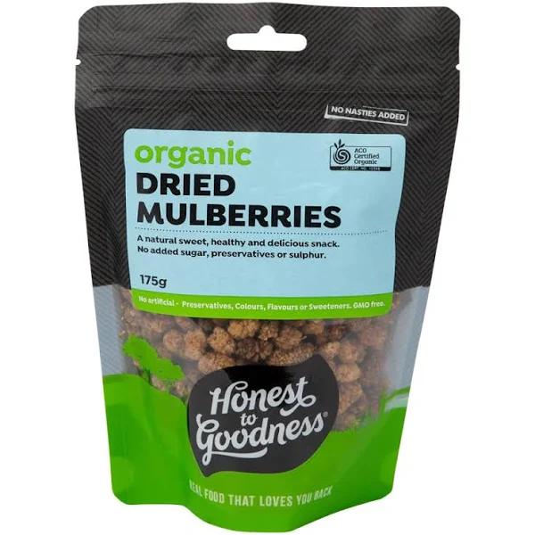 Honest to Goodness Dried Mulberries 175g, Australian Certified Organic