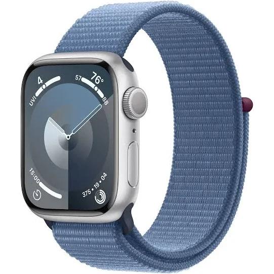 Apple - Apple Watch Series 9 GPS 41mm Silver Aluminum Case with Winter Blue Sport Loop - Silver - MR923LL/A - 194253817222