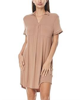 David Jones Gingerlilly Jacinta Modal Short Sleeve Short Nightdress in Caramel, Size Medium