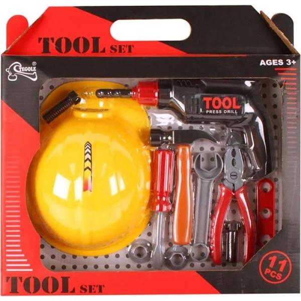 Toys For Fun Tradie Tools w/ Hard Hat Kids Toy 3+ 11pc