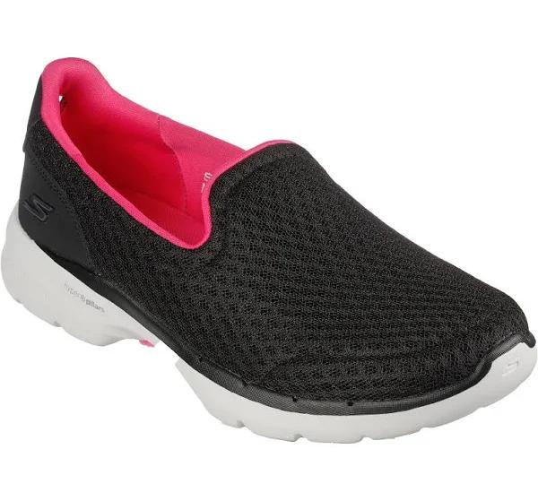 Womens Skechers Go Walk 6 - Big Splash Black/Hot Pink Shoes