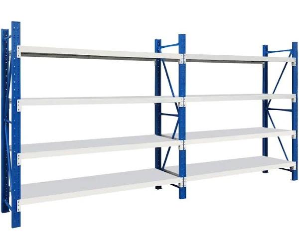 Skyteck Heavy Duty Metal Shelving For Garage Racking Storage Shelving 4m x 2.4m x 0.6m Blue & White