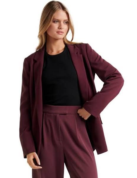 Forever New Maeve Boy Friend Blazer in Burgundy 14