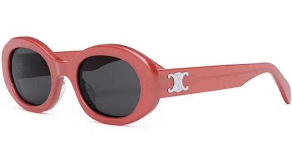 Celine Triomphe CL40194U Sunglasses (Red/Grey - Oval - Women)