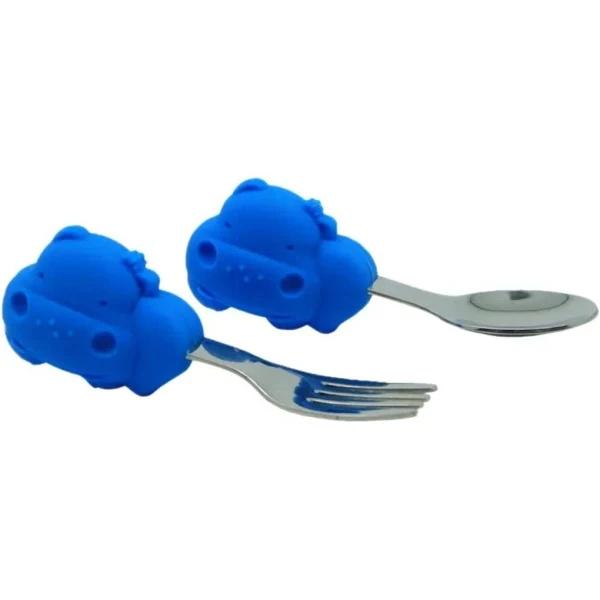 Marcus & Marcus Palm Grasp Fork & Spoon Set Lucas Hippo Blue