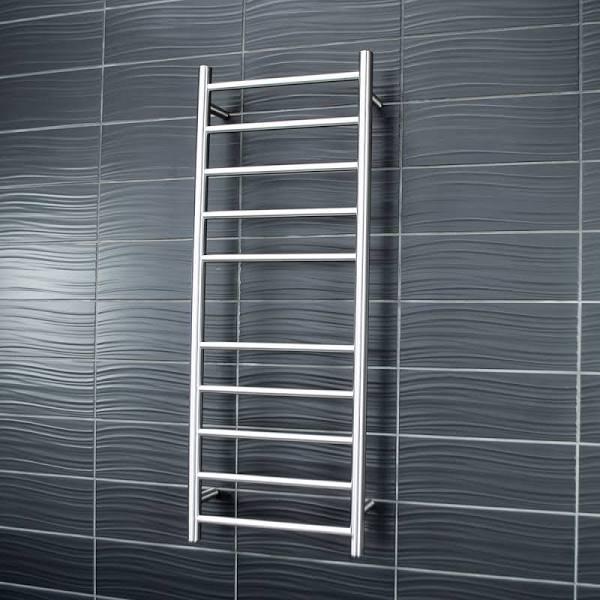 Radiant Heating Round Ladder Heated Bar 430x1100mm - Brushed Chrome