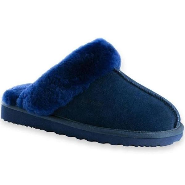 AUS Wooli UGG Sydney Unisex Sheepskin Wool Slippers - Navy