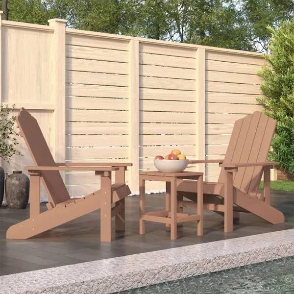 vidaXL Adirondack Garden Chairs with Table HDPE Brown