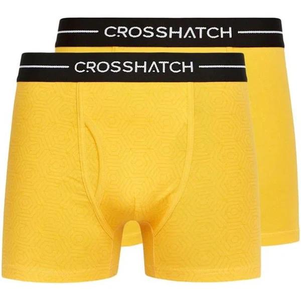 Crosshatch Mens Hexter Boxer Shorts (Pack of 2) Yellow M