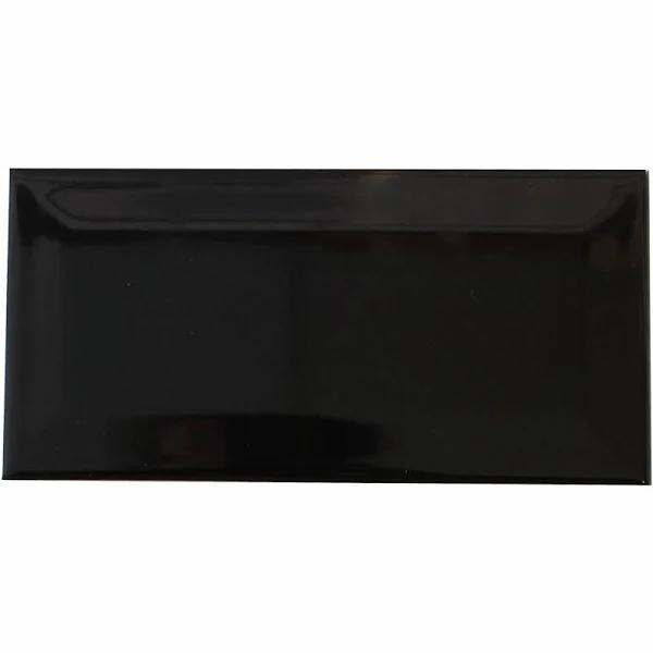 Johnson Tiles 200 x 100mm Black Gloss Bevelled Edge Ceramic Wall Tile - 48 Pack