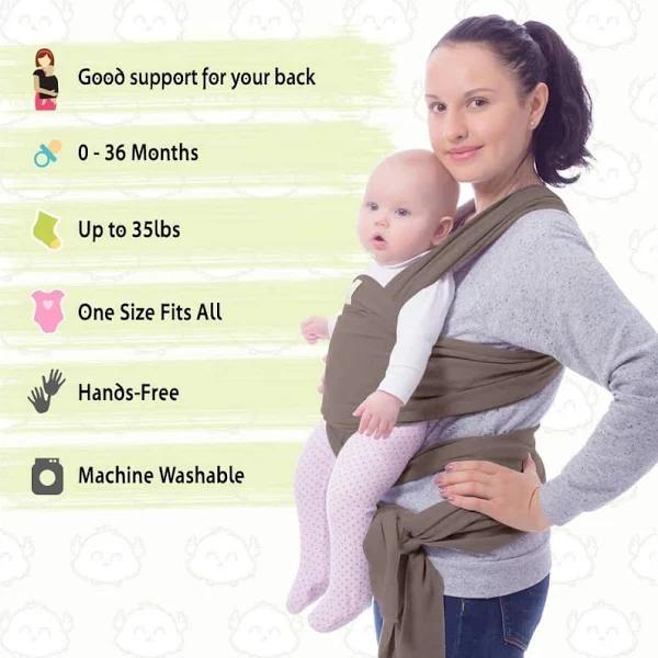 (Copper Gray) - Baby Wrap Carrier by Keababies - All-in-1 Stretchy Baby Wraps - 3 Colours - Baby Sling - Infant Carrier - Hands-free Babies Carrier