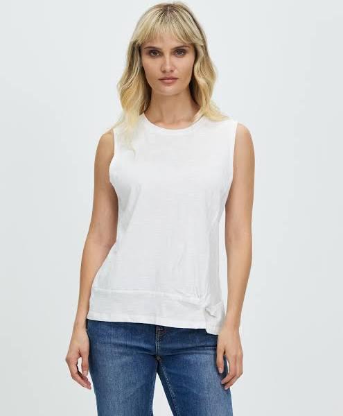 Foxwood Women's Knot Front Crop Tank - White Size 10