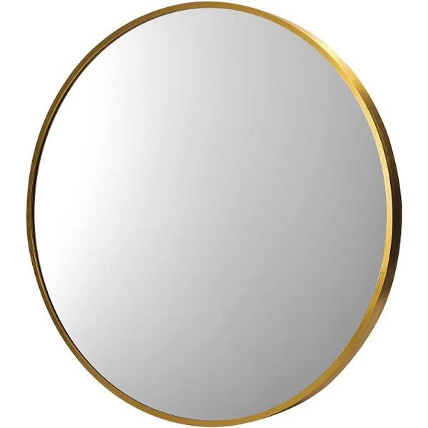 Oikiture Wall Mirrors Round Makeup Mirror Home Decorative Gold 80cm