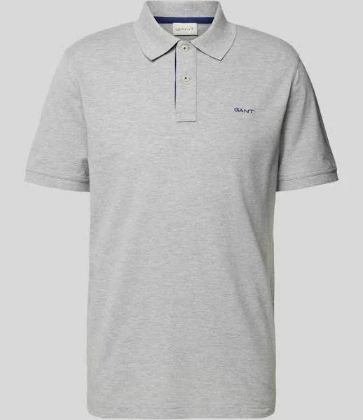 Gant Contrast Piqu Polo Shirt in Grey Melange