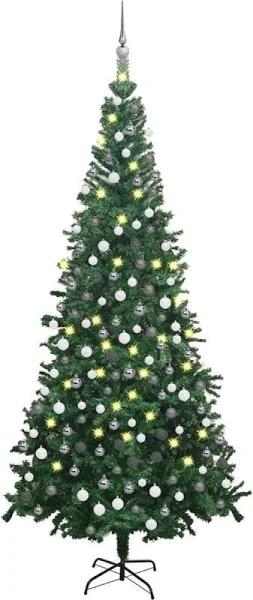 vidaXL Artificial Christmas Tree with LEDs&Ball Set L 240 cm Green