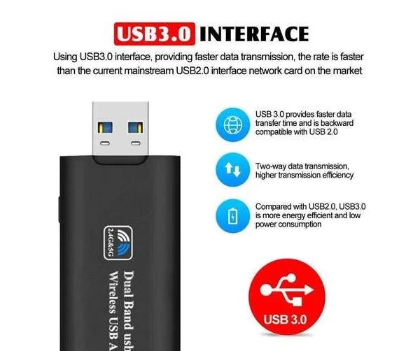 USB 3.0 Wireless 1200Mbps Wifi Network Receiver Adapter 5GHz Dual Band Dongle