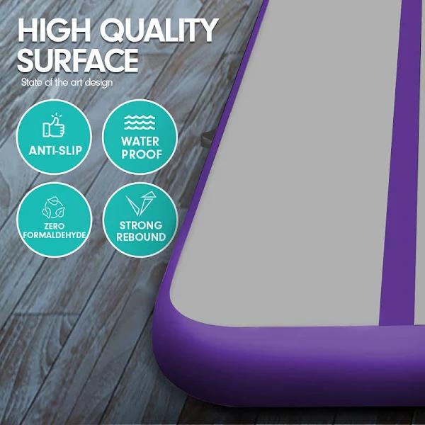 3M x 1m Air Track Inflatable Tumbling Mat Gymnastics - Purple Grey