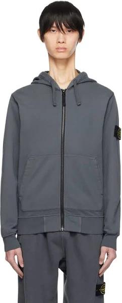 Stone Island Gray Garment-Dyed Hoodie