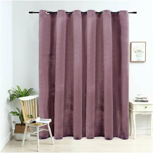 Blackout Curtain With Metal Rings Velvet Antique Pink 290x245 cm