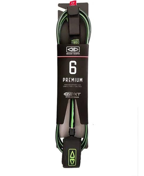 Ocean & Earth Premium 6'0" One XT-Leash - Black/Lime