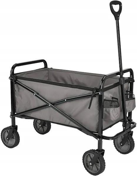 Amazon Basics Collapsible Folding Outdoor Utility Wagon With Cover Bag, Gray