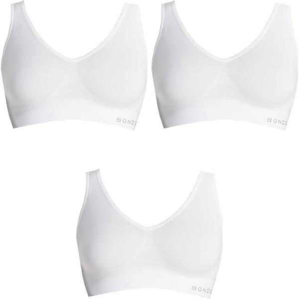 3 Pack Bonds Womens Seamless Wireless Wire Free White Comfy Crop Bra WVLHY Bulk XXXL