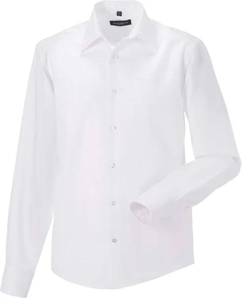 Russell Collection Mens Long Sleeve Ultimate Non-Iron Shirt White 15.5inch