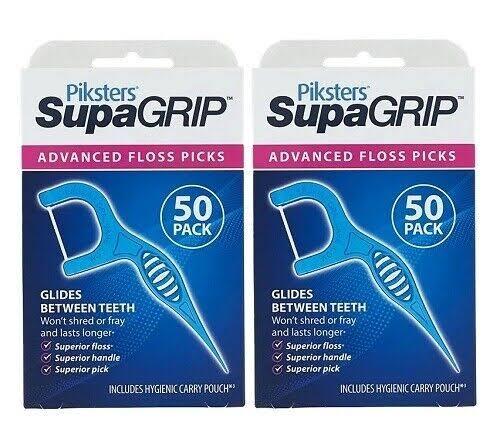 2 X Piksters Supagrip 50 Pack Flosser Toothpick