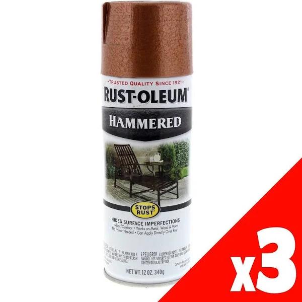 Hammered Copper Spray Paint Can 340g Rustoleum Rust Prevention Patented 3 Pack