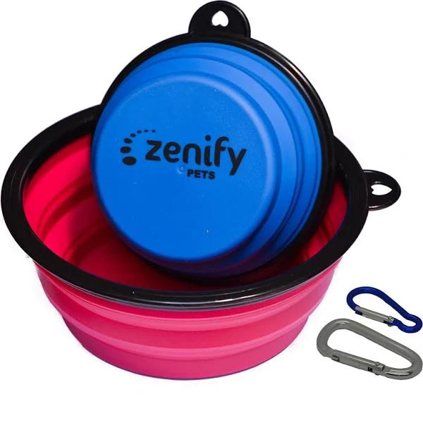 Zenify Pets Collapsible Dog Bowl - 2 Pack - Pink/Blue