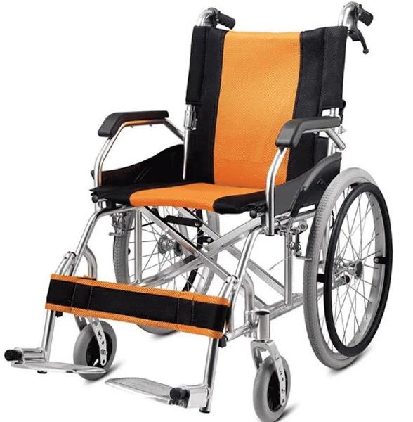 Gilani Engineering Freewheels Light Manual Compact Aluminium Wheelchair With Foldable Backrest and Attendant Handbrakes