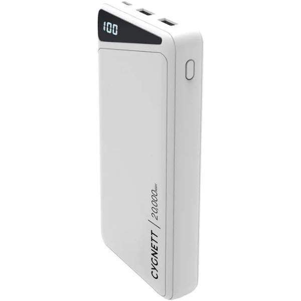 Cygnett 20,000 mAh Power Bank - White - ChargeUp Prime -