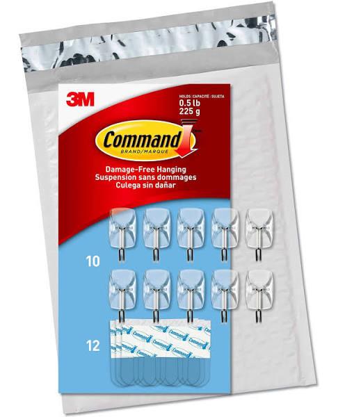 Command Small Clear Wire Value Pack 10 Hooks and 12 Strips CL067-10NA