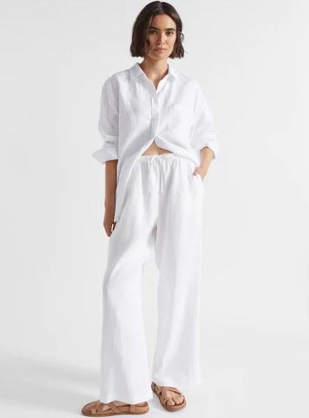 Seed Heritage Core Linen Wide Leg Tie Pant in Whisper White 14