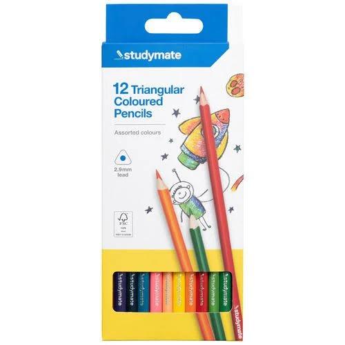 Studymate Triangular Coloured Pencils 12 Pack