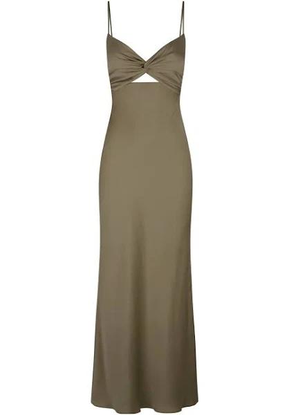 SHONA Joy Luxe Twist Front Sleeveless Midi Dress - Pine