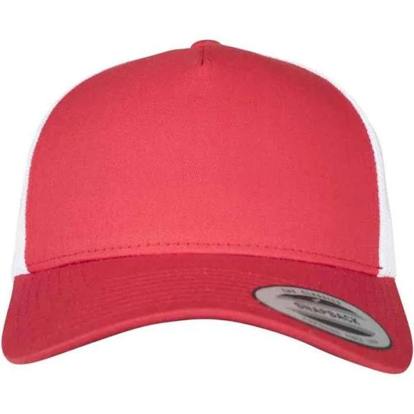 5-Panel Retro Flexfit Trucker Snapback Cap Red/White One Size