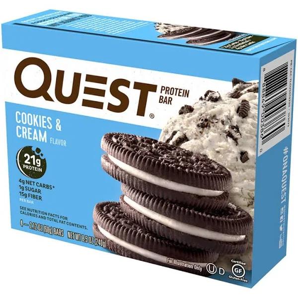 Quest Bar Cookies and Cream 60g Protein Bars 20pc