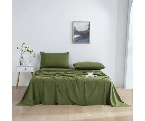 Micro Flannel Sheet Set Olive King