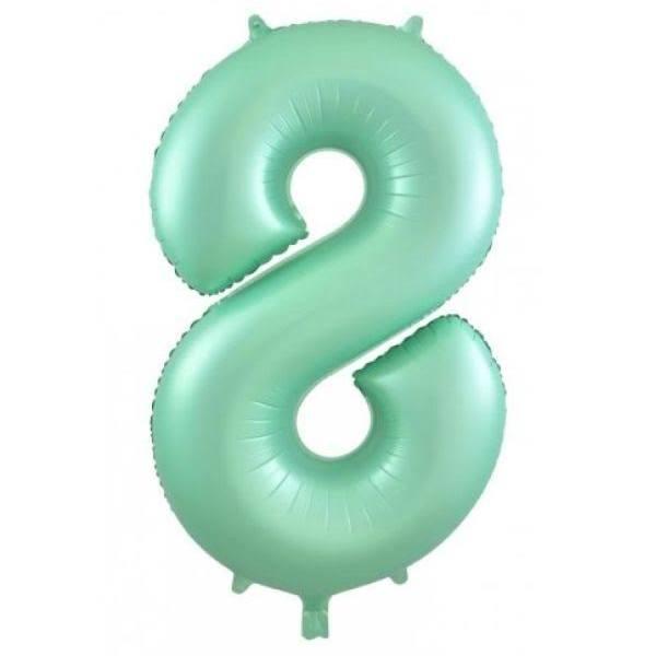 Pastel Matte Mint Foil Balloon Number 8