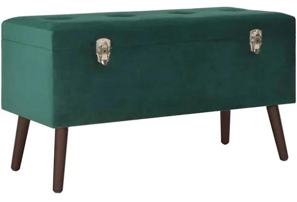 vidaXL Bench With Storage Compartment Green 80 cm Velvet