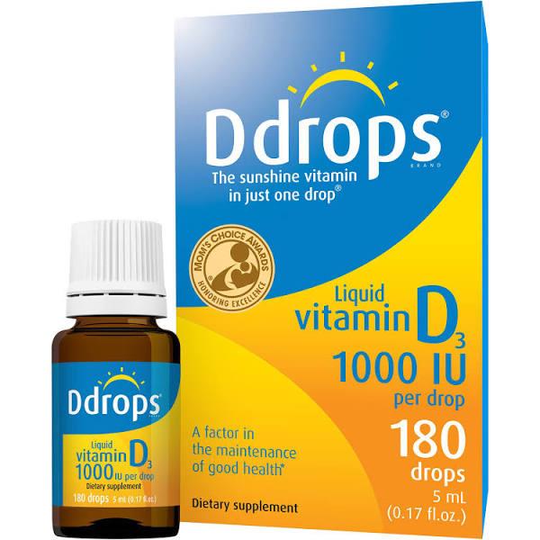 Ddrops Liquid Vitamin D3 1000 IU - 180 Drops