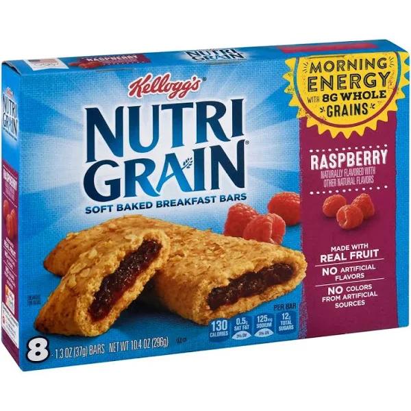 Nutri Grain Breakfast Bars, Soft Baked, Raspberry - 8 pack, 1.3 oz bars